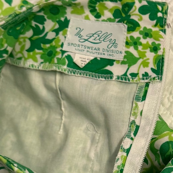 Vintage 1970s “The Lilly” Lilly Pulitzer Mini Skirt Green White Lions Owls - Picture 4 of 11